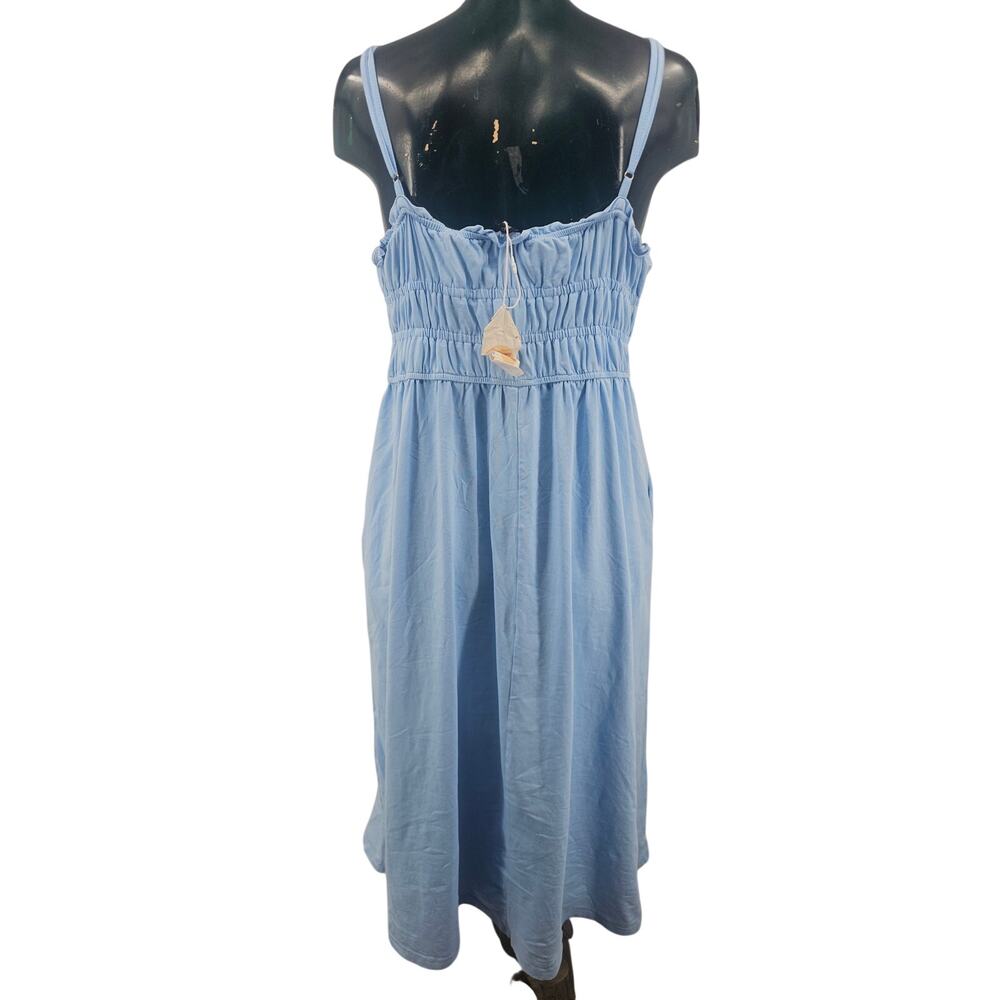 NEW Dokotoo Pastel Blue Sleeveless Maxi summer Cotton Dress w/ Pockets XL 4099 - Picture 3 of 11